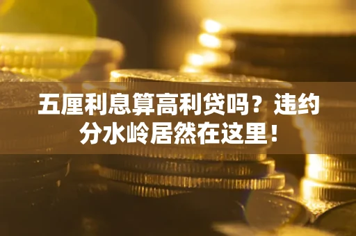 武汉五厘利息算高利贷吗？违约分水岭居然在这里！